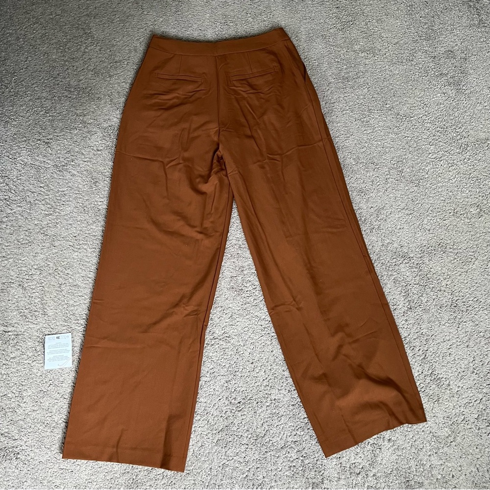 ASOS Tall Rust-Brown Wide Leg High Waist Trousers - Picture 7 of 11